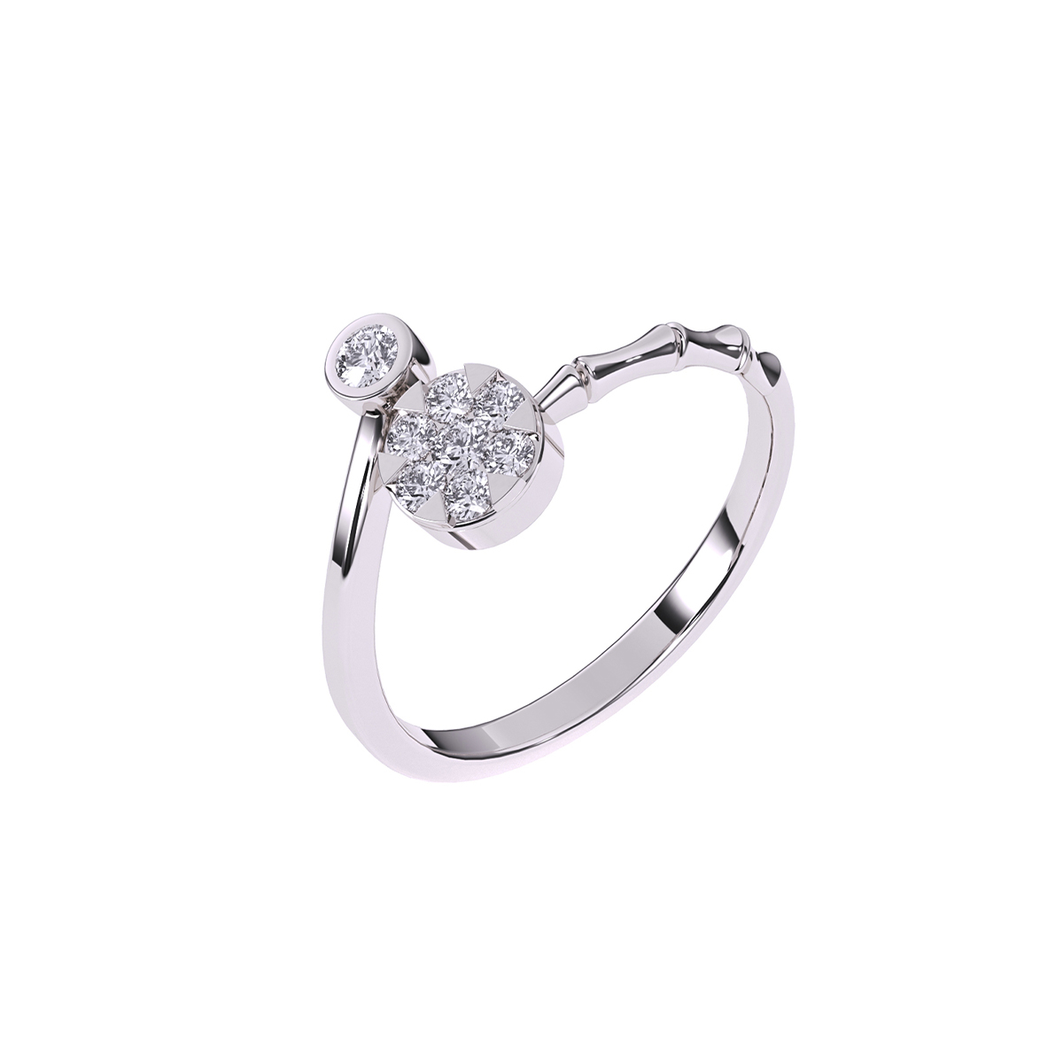 Charming Bypass Diamond Bamboo Ring